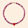 שרשרת BERRY HEART מאבני ג׳ייד עם תליון לב אדום בעבודת יד