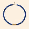 שרשרת Blue Guardian מאבני ג׳ייד כחולות עם תליון וסוגר בציפוי זהב