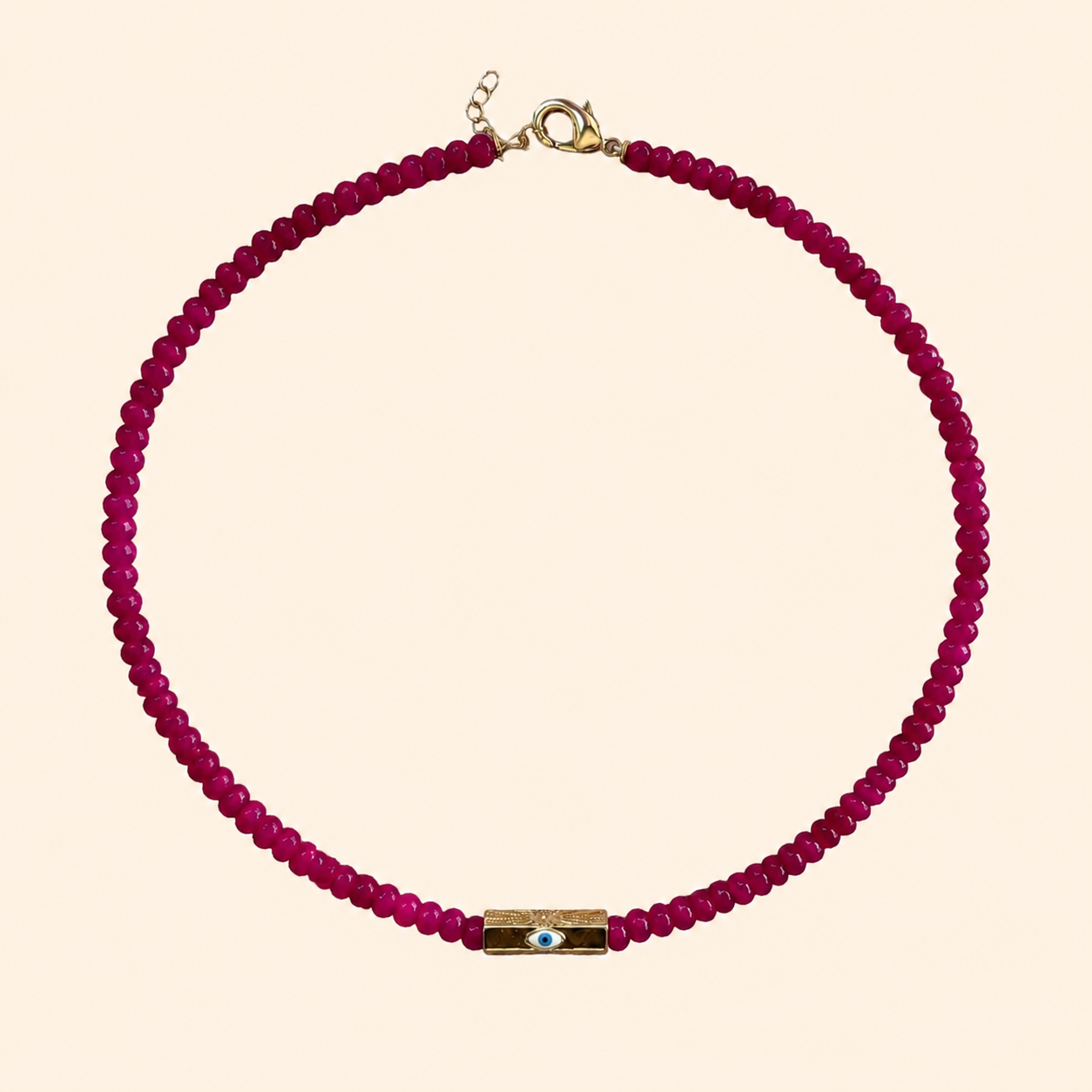PINK EYE Necklace - rounded cream featured image