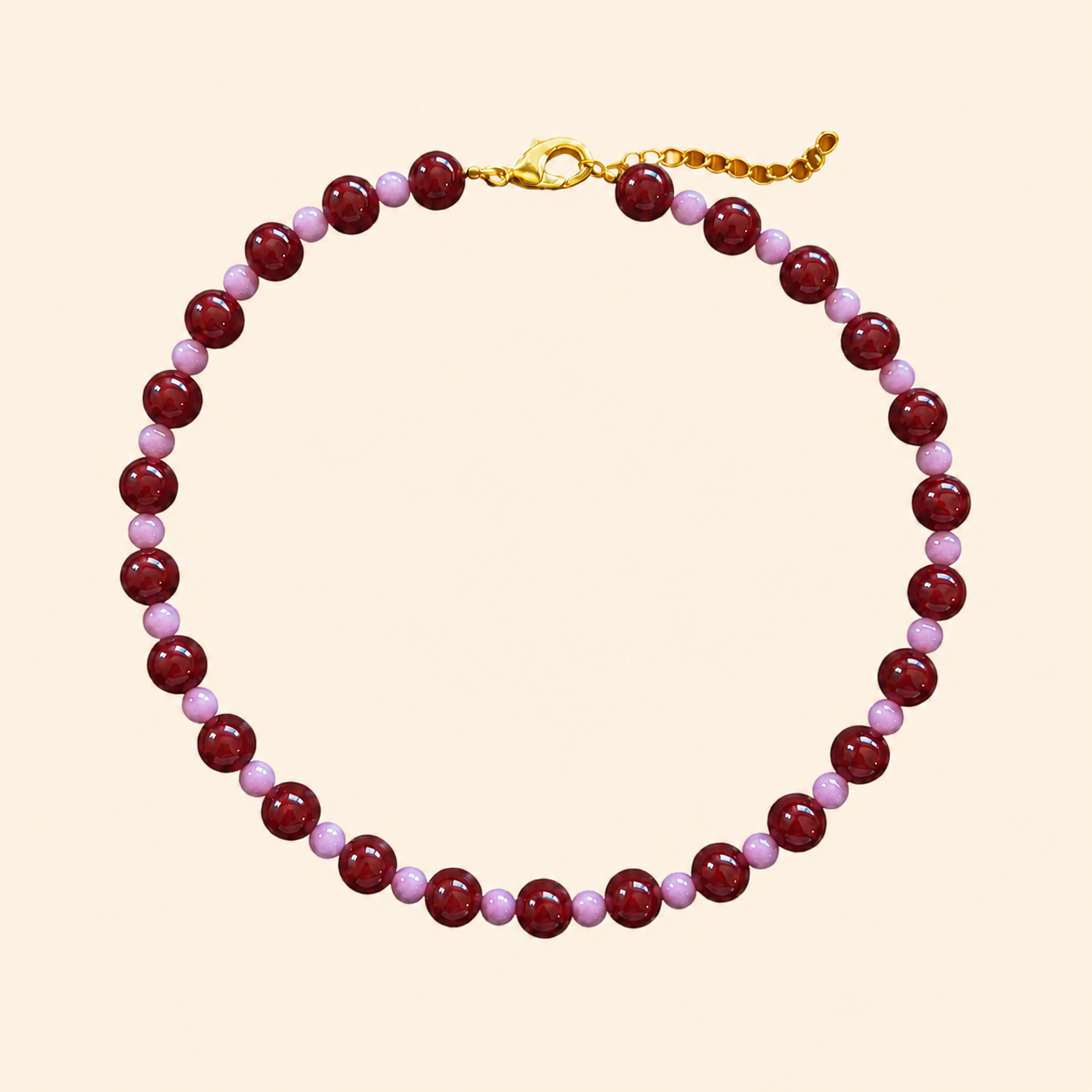 RUBY KISS Necklace - rounded cream featured image with gold clasp
