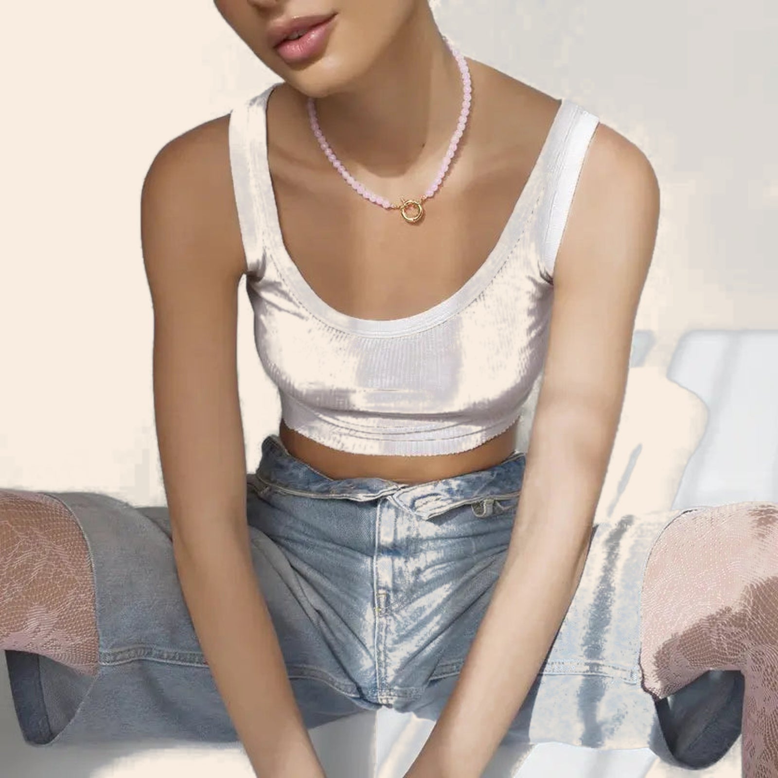 SILK BLUSH Necklace - exact original design on cream background