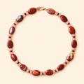 TERRA GLOW Necklace — שרשרת ג׳ספר וג׳ייד בגוני אדמה ואפרסק עם חרוזי זכוכית